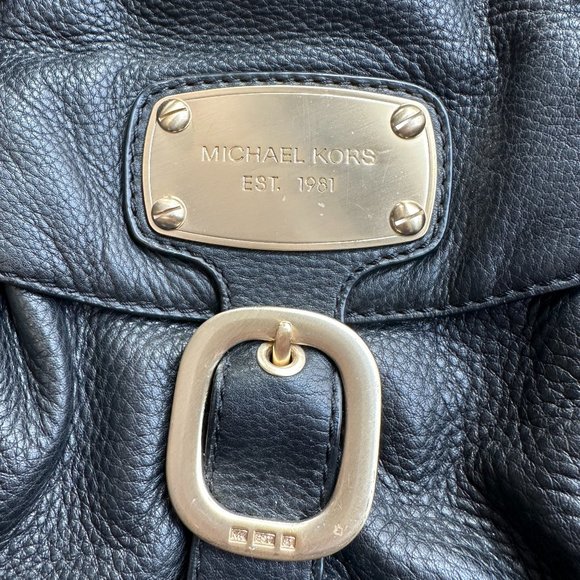 michael kors black soft leather with top zipper shoulder bag - Picture 2 of 5